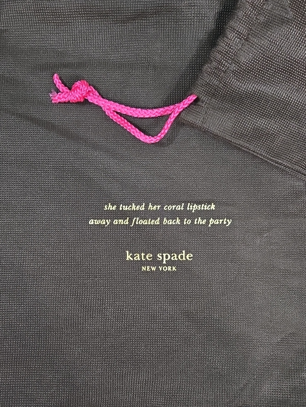 19.5×17 kate spade Brown dustbag with pink drawstring